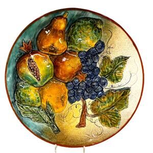 Mayolica Santa Rosa Ceramic Vintage 12" Fruit Display Plate